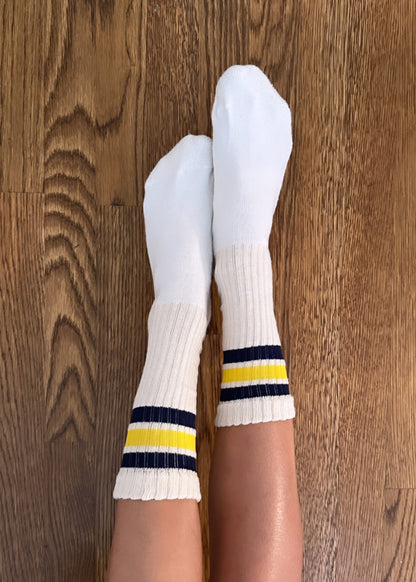 Retro Socks in Navy/Gold