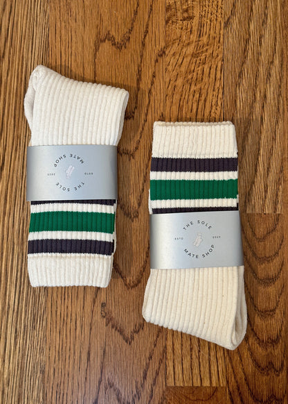 Retro Socks in Charcoal/Green