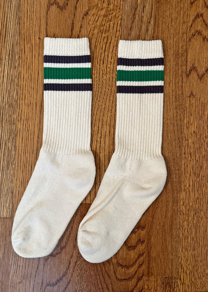 Retro Socks in Charcoal/Green